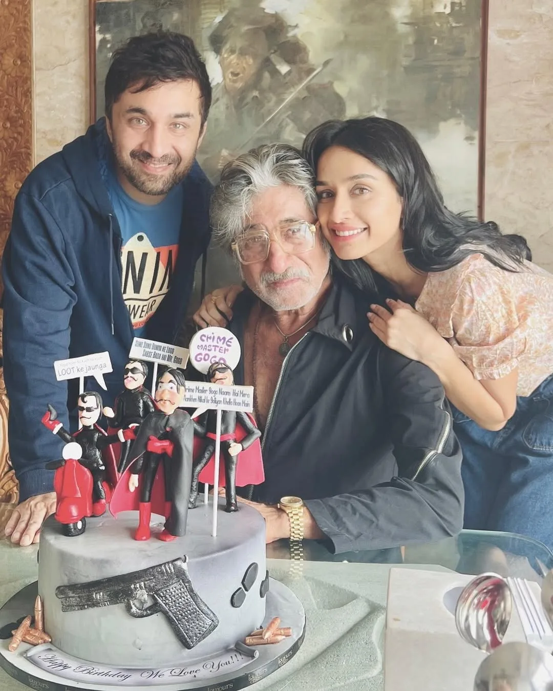 Shraddha Kapoor with her brother and father